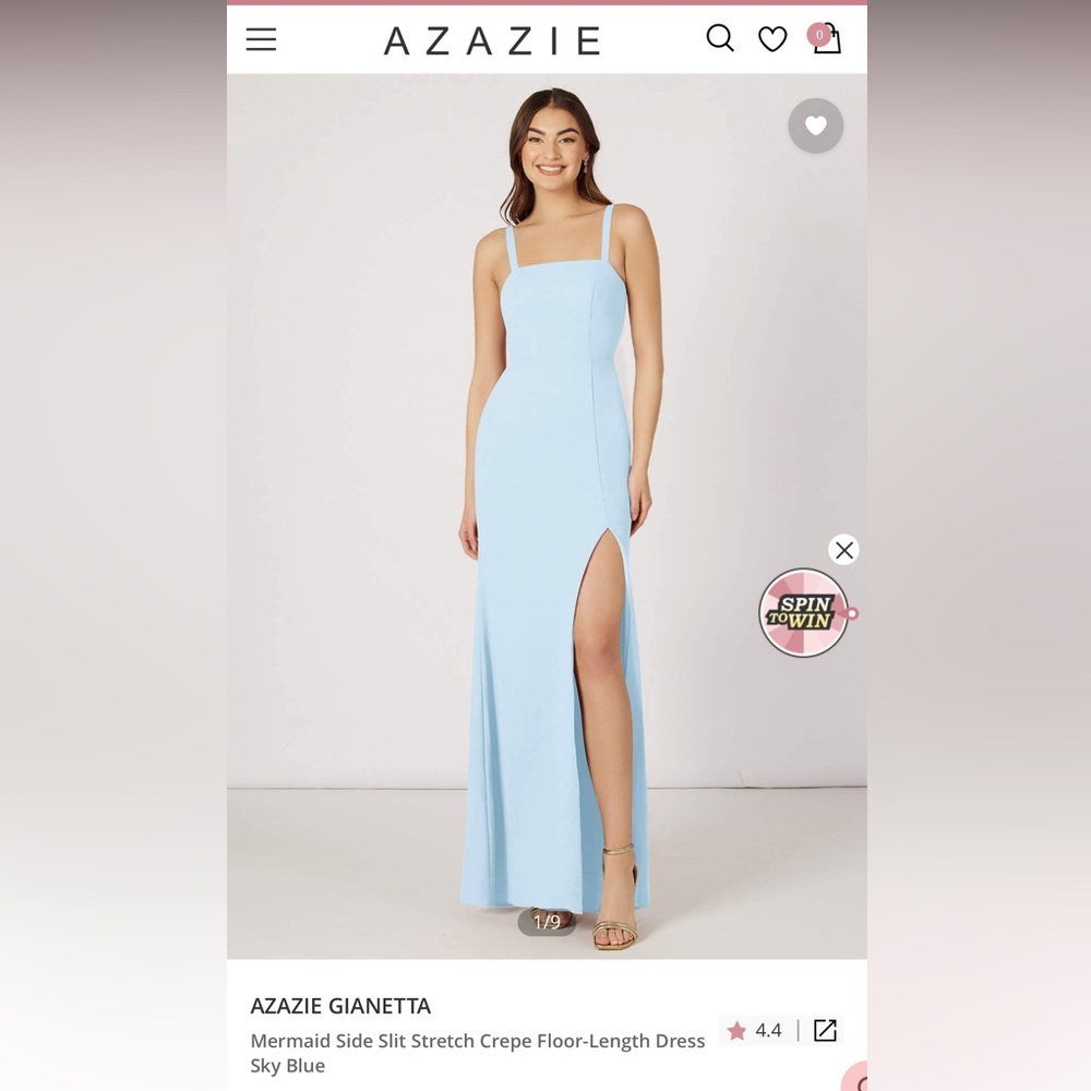 Never worn, NWT Azazie Sky blue Gianetta Bridesmaid Dress Size 12